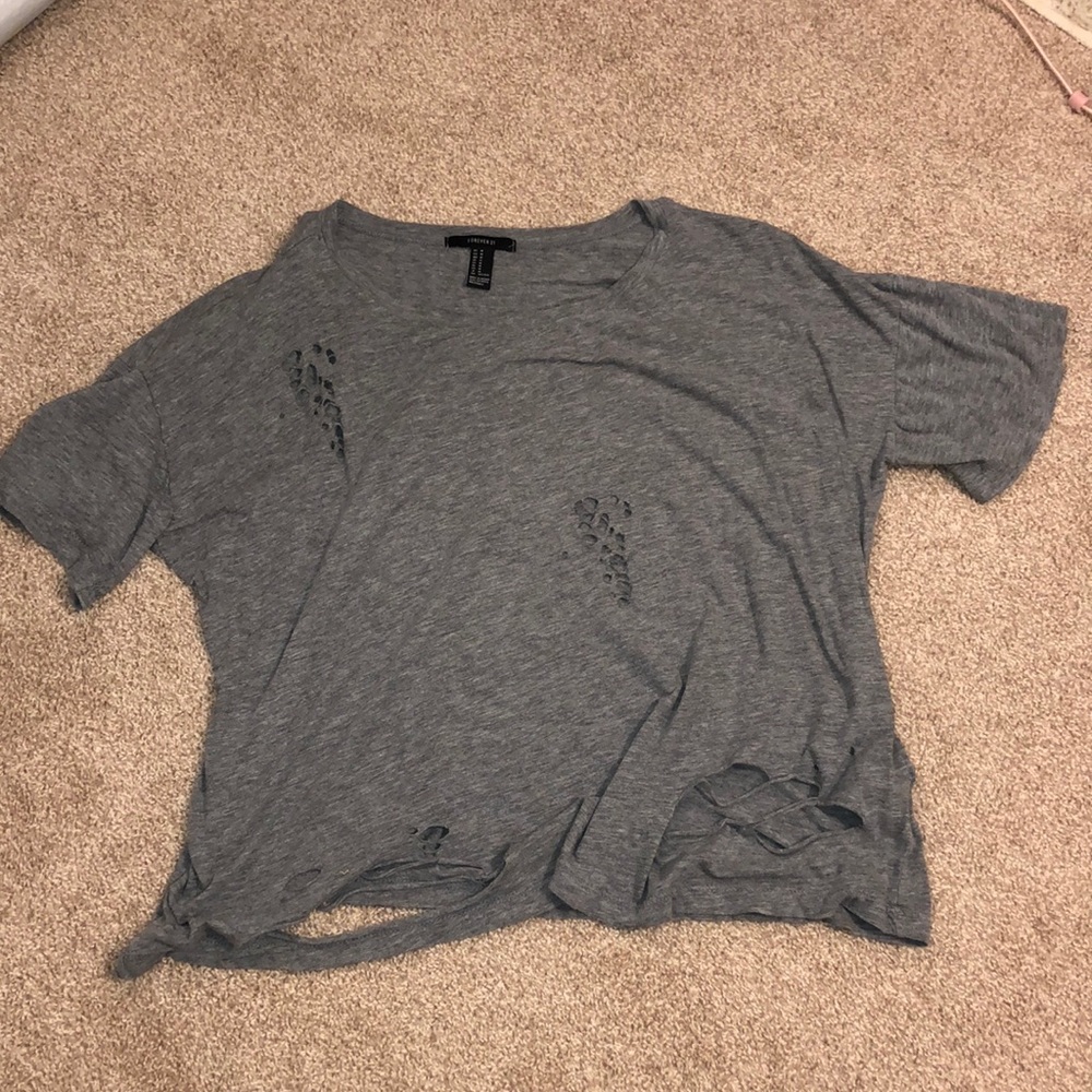 Forever 21 grey distressed top